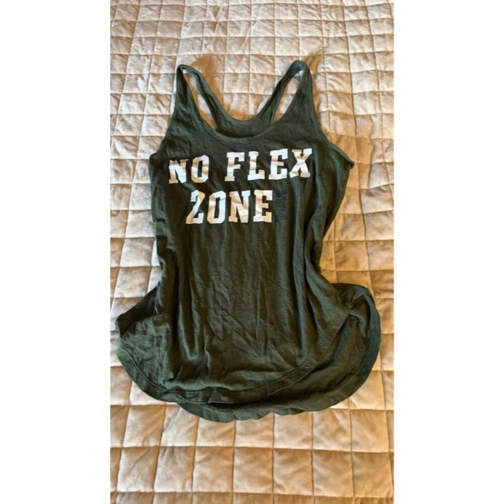 Victoria’s Secret PINK olive green workout tank XS graphic fitness top